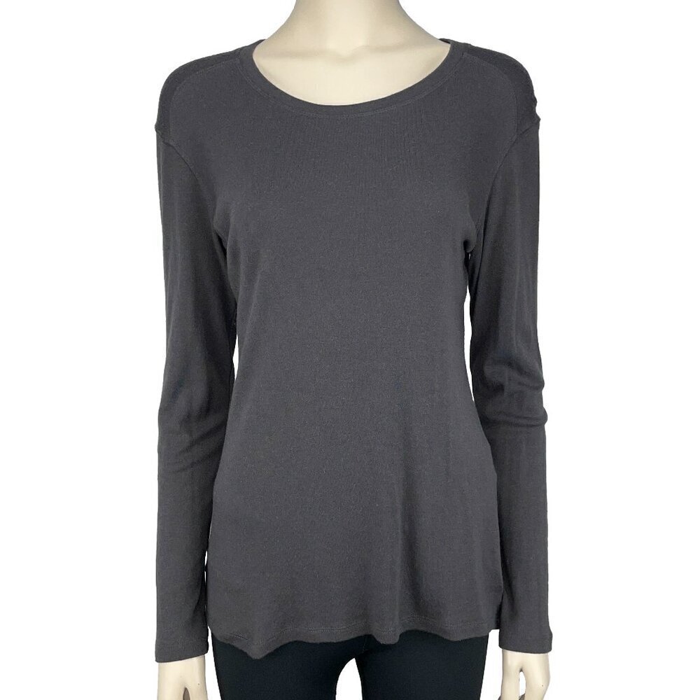 M0851 Luxury Long Sleeves Soft Viscose Athleisure Scoop‎ Neck Gray T-Shirt sz 8